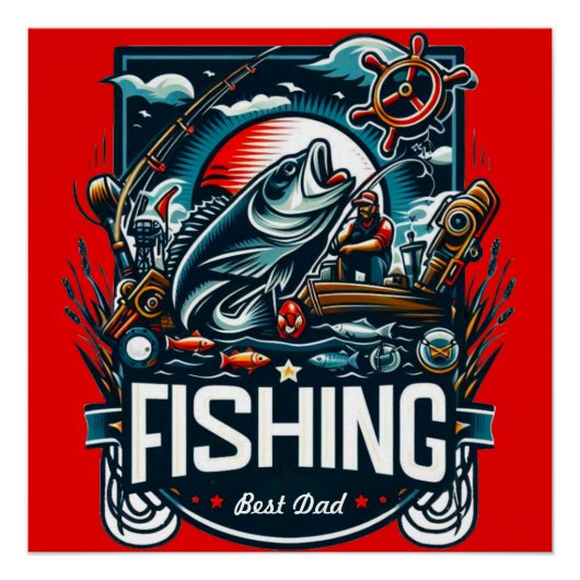 魚釣りポスターのパーソナライズ ポスター (正面)
