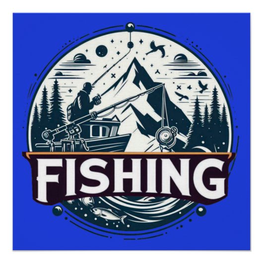 魚釣りポストカード ポスター (正面)