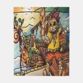 魚釣りポートマーチャントキャット フリースブランケット (正面)