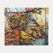 魚釣りポートマーチャントキャット フリースブランケット (正面(横))