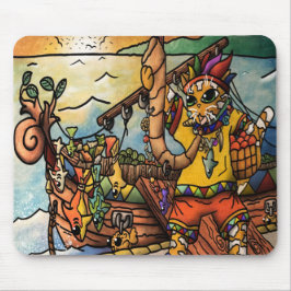 魚釣りポートマーチャントキャット マウスパッド