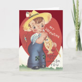 魚釣りポーランド人の魚の田舎育ちの少年のバレンタイン シーズンカード (正面)