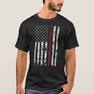 魚釣りポールアメリカ国旗の贈り物T Sh Tシャツ