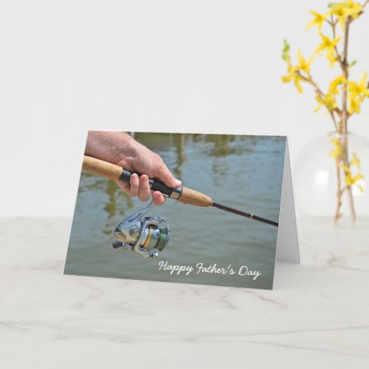魚釣りポールファーザーズデイカード カード (黄色い花)