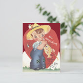 魚釣りポールフィッシュカントリーボーイバレンタイン シーズンポストカード (スタンド正面)