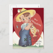 魚釣りポールフィッシュカントリーボーイバレンタイン シーズンポストカード (正面/裏面)