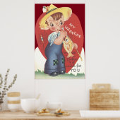 魚釣りポールフィッシュカントリーボーイバレンタイン ポスター (キッチン)