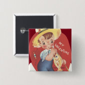 魚釣りポールフィッシュカントリーボーイバレンタイン 缶バッジ (正面&裏面)