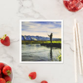 魚釣りマウンテンレイクフィッシャーマン スタンダードカクテルナプキン (インサイチュ)