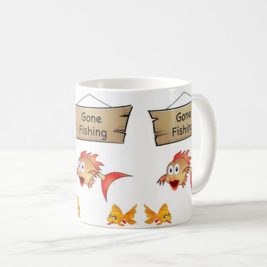 魚釣りマググ コーヒーマグカップ (正面右)