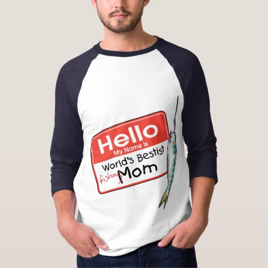 魚釣りママこんにちは Tシャツ (正面)