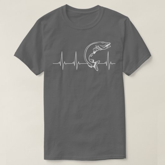魚釣りムスキー心拍 Tシャツ (デザイン正面)