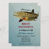 魚釣りメンズバースデーパーティー招待漁師 招待状 (正面/裏面)