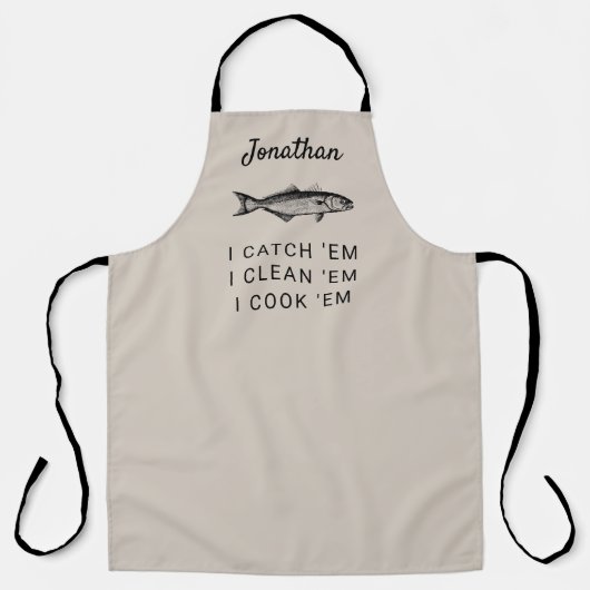 魚釣りユーモアパーソナライズされた漁師ギフト エプロン (正面)