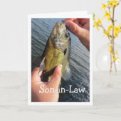 魚釣りユーモア義理の息子に対するカスタマイズ カード (黄色い花)