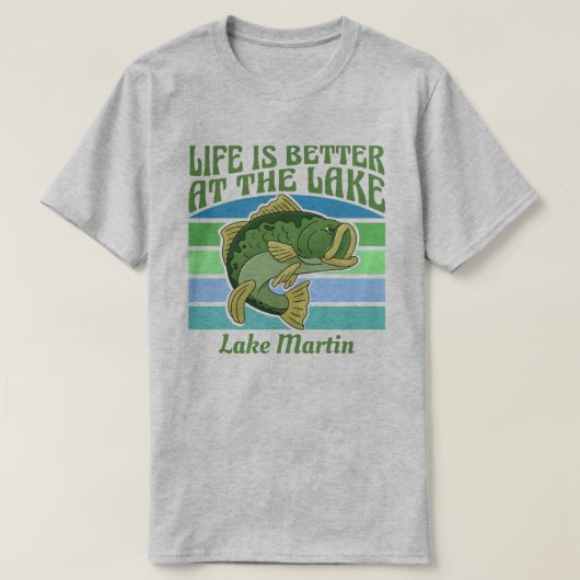 魚釣りライフはLake Martinでカスタマイズ可能 Tシャツ (デザイン正面)