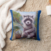 魚釣りラクーンおもしろい装飾用クッション クッション (ブランケット)