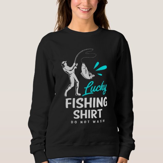 魚釣りラッキー魚釣りウォッシュ スウェットシャツ (正面)