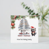魚釣りラバーズクリスマスサンタクロース猫好き シーズンカード (スタンド正面)