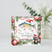 魚釣りラバーズクリスマスサンタクロース猫好き シーズンカード (スタンド正面)