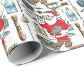 魚釣りラバーズクリスマスサンタクロース ラッピングペーパー (ロールコーナー)