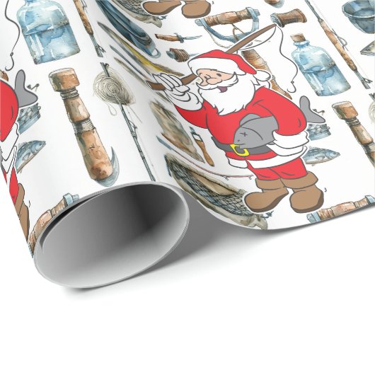 魚釣りラバーズクリスマスサンタクロース ラッピングペーパー (ロールコーナー)