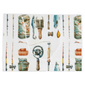 魚釣りラバーズクリスマスサンタクロース ラージペーパーバッグ (裏面)