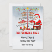 魚釣りラバーズクリスマスホリデーウィズサンタクロース シーズンカード (正面)