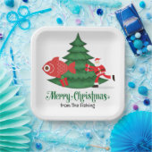 魚釣りラバーズクリスマスホリデーウィズサンタクロース ペーパープレート (パーティー)