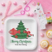 魚釣りラバーズクリスマスホリデーウィズサンタクロース ペーパープレート (パーティー)