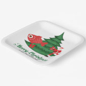 魚釣りラバーズクリスマスホリデーウィズサンタクロース ペーパープレート (傾斜あり)