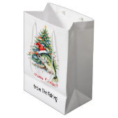 魚釣りラバーズクリスマスホリデーウィズサンタクロース ミディアムペーパーバッグ (正面アングル)