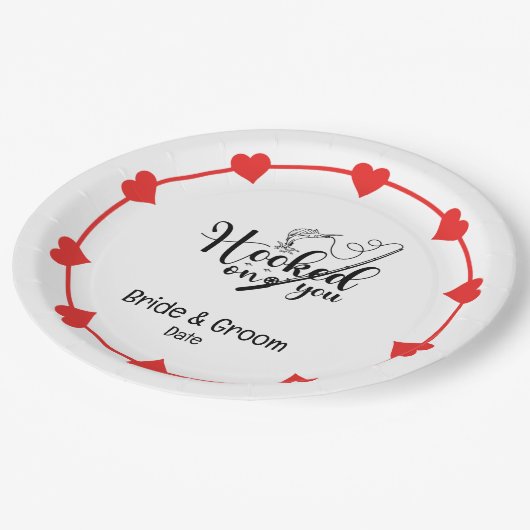 魚釣りラバーズフックオンユー結婚ズ ペーパープレート (アングル)