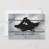 魚釣りラバーズボートオールドウッドrsvp封筒 出欠カード (裏面)