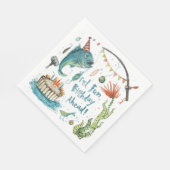 魚釣りラバーズ誕生日をテーマにした水彩 スタンダードランチョンナプキン (角)