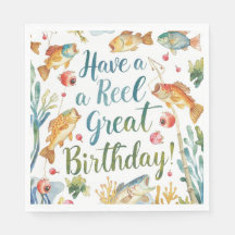 魚釣りラバーズ誕生日をテーマにした水彩