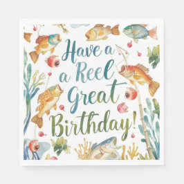 魚釣りラバーズ誕生日をテーマにした水彩 スタンダードランチョンナプキン