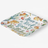 魚釣りラバーズ誕生日をテーマにした水彩 ペーパープレート (傾斜あり)