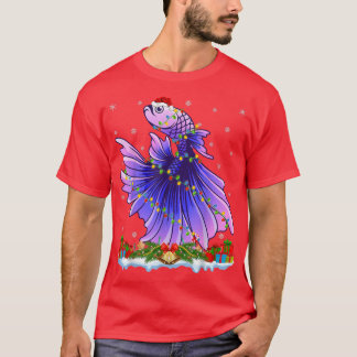 魚釣りラバーファミリーマッチングサンタベッタフィッシュChr Tシャツ