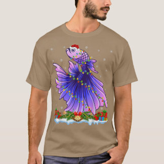 魚釣りラバーファミリーマッチングサンタベッタフィッシュChr Tシャツ
