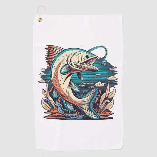 魚釣りラブフィッシュ ゴルフタオル (正面)