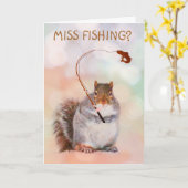 魚釣りリスGet Well Card カード (黄色い花)