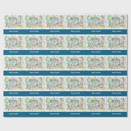 魚釣りリタイアパーティー水彩画 ラッピングペーパー (フラット)