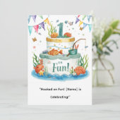 魚釣りリトルアングラーズパーティーの最初の誕生日 招待状 (スタンド正面)