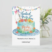 魚釣りリトルアングラーズパーティーの最初の誕生日 招待状 (スタンド正面)