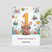 魚釣りリトルアングラーズパーティーの最初の誕生日 招待状 (スタンド正面)
