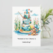 魚釣りリトルアングラーズパーティーの最初の誕生日 招待状 (スタンド正面)