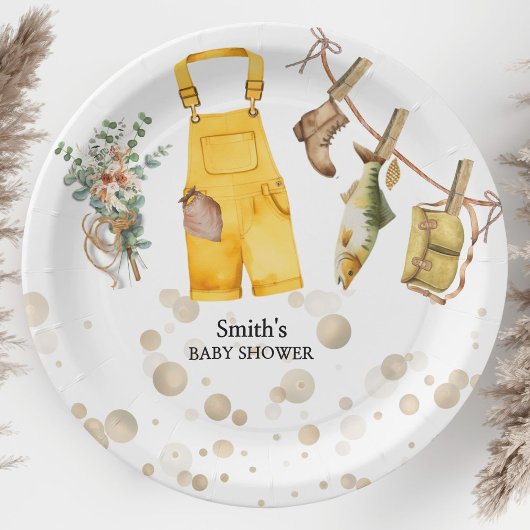 魚釣りリトルフィッシャーマンベビーシャワー ペーパープレート