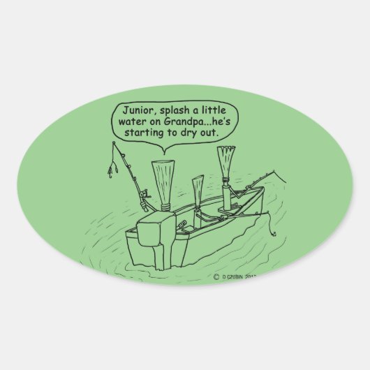 魚釣りリーズ楕円ステッカー 楕円形シール (正面)