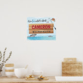 魚釣りリールいくつかのおもしろい、任意の年齢の誕生日パーティー ポスター (キッチン)